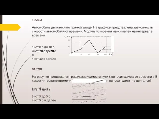 Автомобиль движется по прямой улице. На графике представлена зависимость скорости автомобиля от