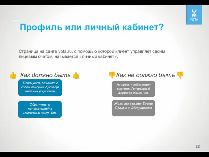 Профиль или личный кабинет? Страница на сайте yota.ru, с помощью которой клиент