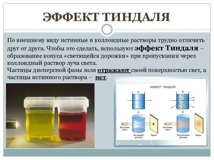 По внешнему виду истинные и коллоидные растворы трудно отличить друг от друга.