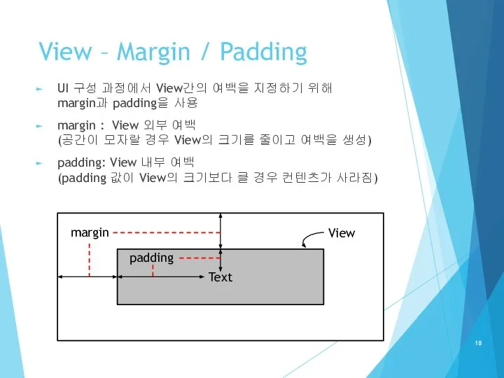 View – Margin / Padding UI 구성 과정에서 View간의 여백을 지정하기 위해