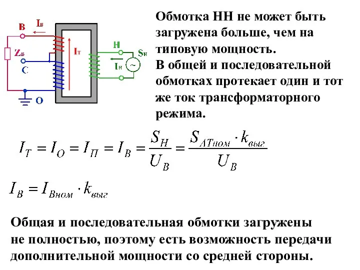 Обмотка НН не может быть загружена больше, чем на типовую мощность. В