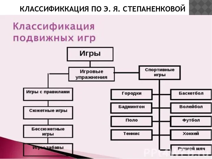 КЛАССИФИККАЦИЯ ПО Э. Я. СТЕПАНЕНКОВОЙ