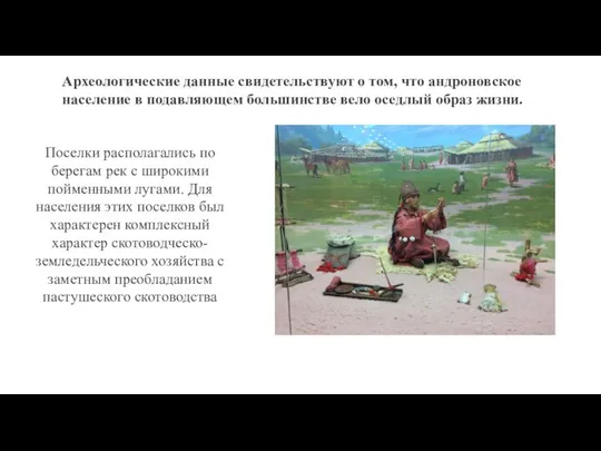 Археологические данные свидетельствуют о том, что андроновское население в подавляющем большинстве вело