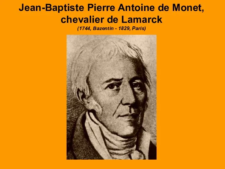 Jean-Baptiste Pierre Antoine de Monet, chevalier de Lamarck (1744, Bazentin - 1829, Paris)