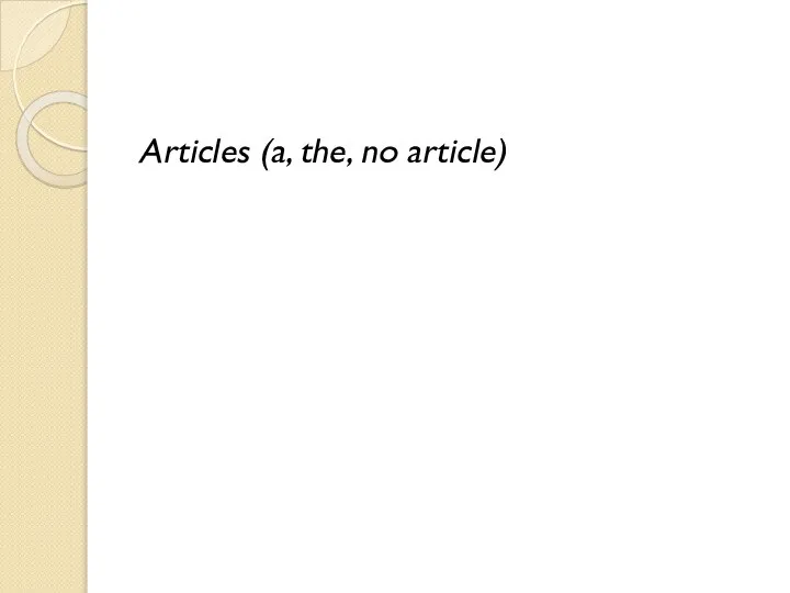 Articles (a, the, no article)