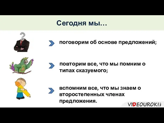 Сегодня мы… поговорим об основе предложений; повторим все, что мы помним о