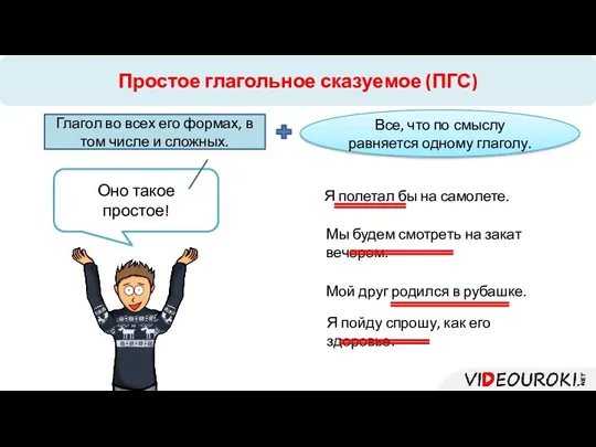 Простое глагольное сказуемое (ПГС) Оно такое простое! Глагол во всех его формах,