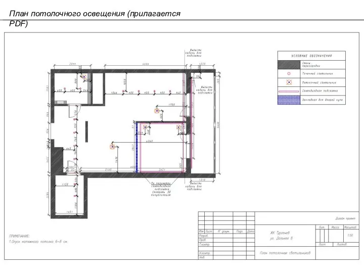 План потолочного освещения (прилагается PDF)