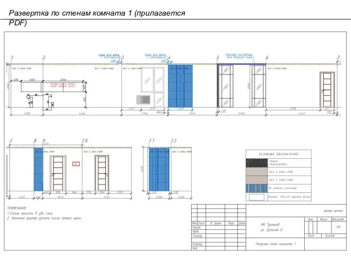 Развертка по стенам комната 1 (прилагается PDF)