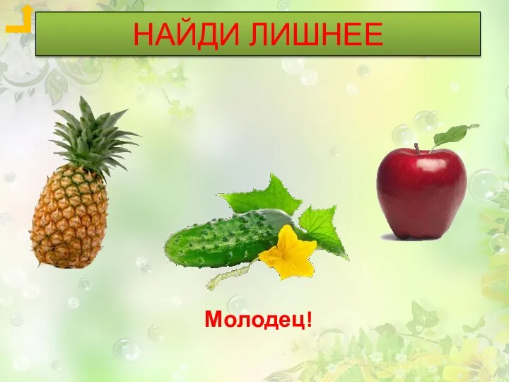 НАЙДИ ЛИШНЕЕ Молодец!