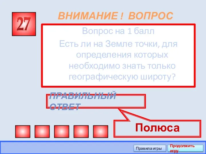 ВНИМАНИЕ ! ВОПРОС Вопрос на 1 балл Есть ли на Земле точки,