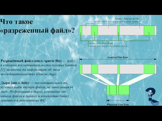 ЛЕКЦИЯ 5: РАБОТА С ФАЙЛОВОЙ СИСТЕМОЙ В ОПЕРАЦИОННЫХ СИСТЕМАХ Что такое «разреженный