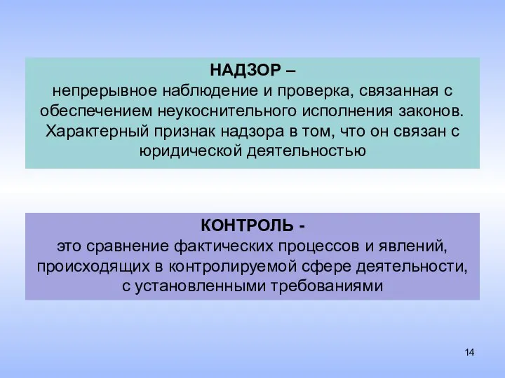 НАДЗОР – непрерывное наблюдение и проверка, связанная с обеспечением неукоснительного исполнения законов.