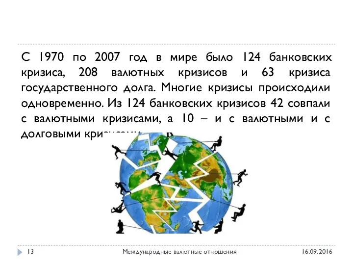 16.09.2016 Международные валютные отношения С 1970 по 2007 год в мире было