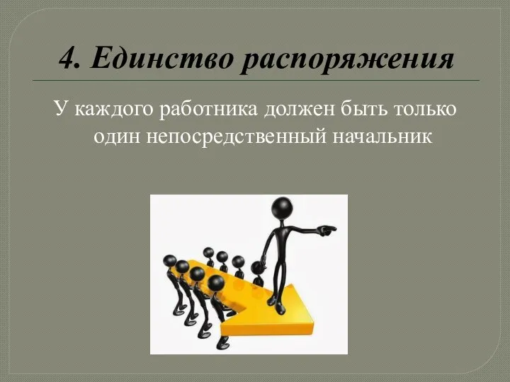 4. Единство распоряжения У каждого работника должен быть только один непосредственный начальник