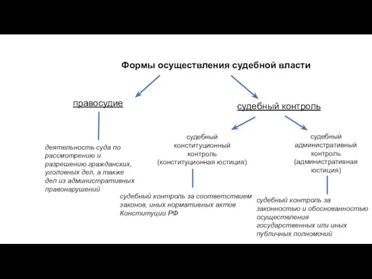 Формы осуществления судебной власти правосудие судебный контроль деятельность суда по рассмотрению и