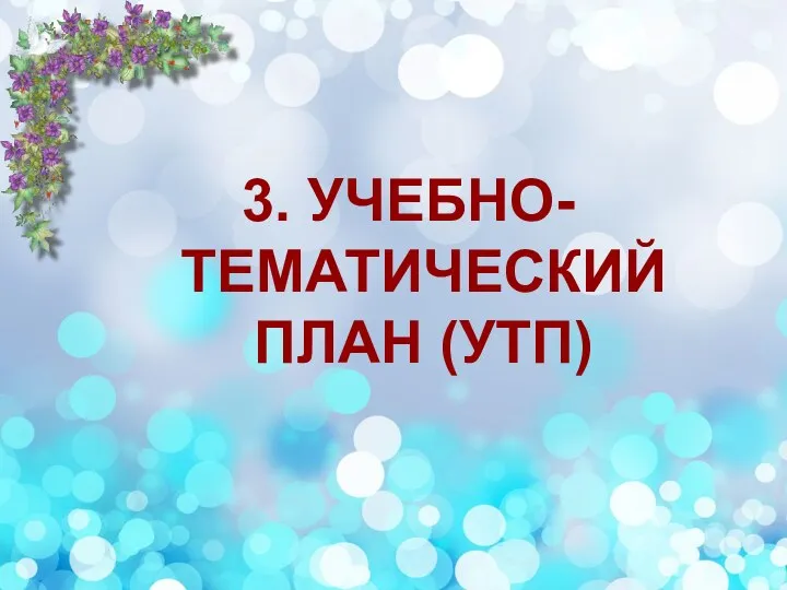 3. УЧЕБНО-ТЕМАТИЧЕСКИЙ ПЛАН (УТП)