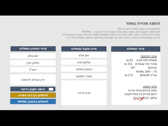 שם מלא טלפון זמין כתובת מלאה מועד הספקה צרף ברכה שם מלא