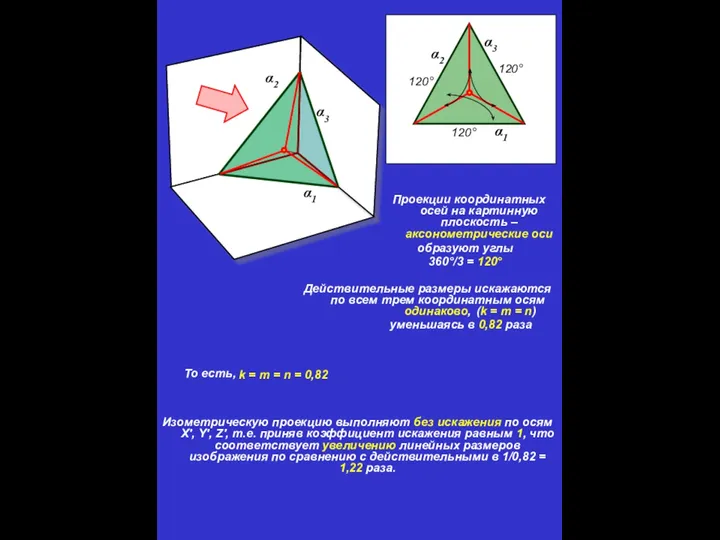 α2 α1 α3 α2 α1 α3 Проекции координатных осей на картинную плоскость