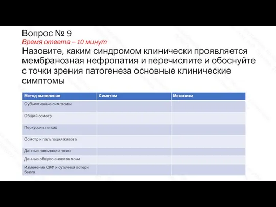 Вопрос № 9 Время ответа – 10 минут Назовите, каким синдромом клинически