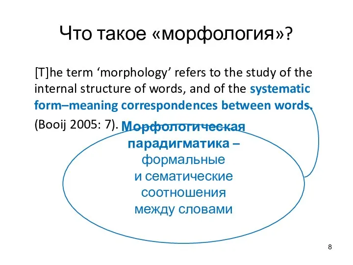 Что такое «морфология»? [T]he term ‘morphology’ refers to the study of the