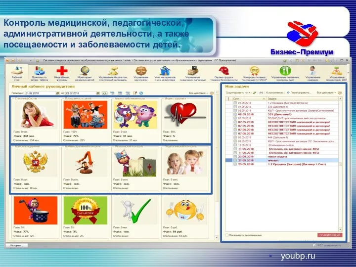 Контроль медицинской, педагогической, административной деятельности, а также посещаемости и заболеваемости детей. youbp.ru