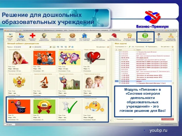 youbp.ru Модуль «Питание» в «Системе контроля деятельности образовательных учреждений» - это готовое