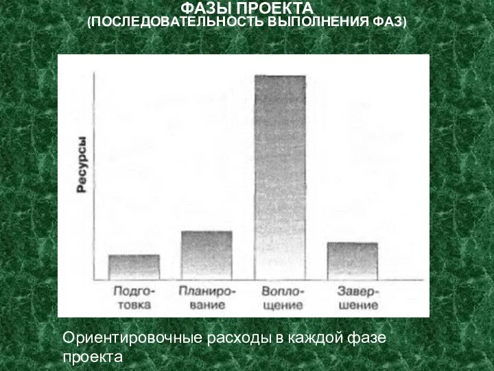 ФАЗЫ ПРОЕКТА (ПОСЛЕДОВАТЕЛЬНОСТЬ ВЫПОЛНЕНИЯ ФАЗ) Ориентировочные расходы в каждой фазе проекта