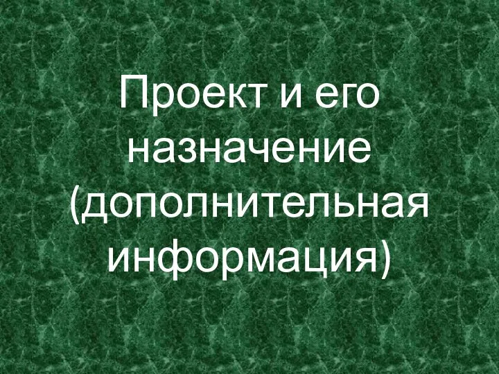 Проект и его назначение (дополнительная информация)