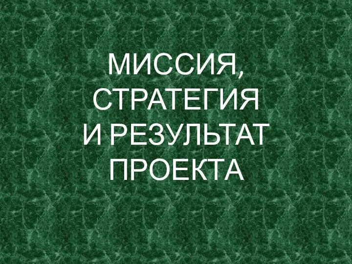 МИССИЯ, СТРАТЕГИЯ И РЕЗУЛЬТАТ ПРОЕКТА