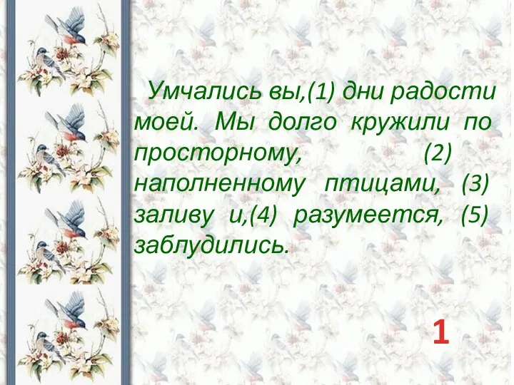 Умчались вы,(1) дни радости моей. Мы долго кружили по просторному, (2) наполненному