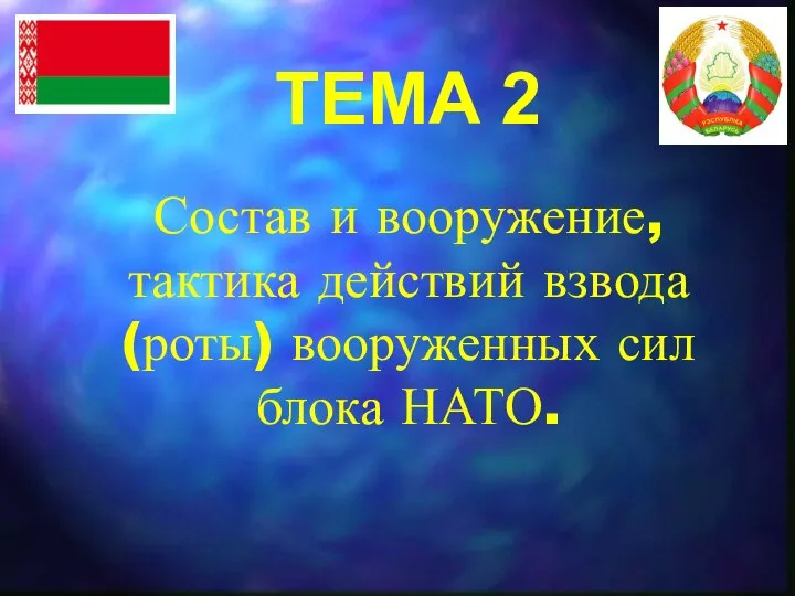 ТЕМА 2 Состав и вооружение, тактика действий взвода (роты) вооруженных сил блока НАТО.