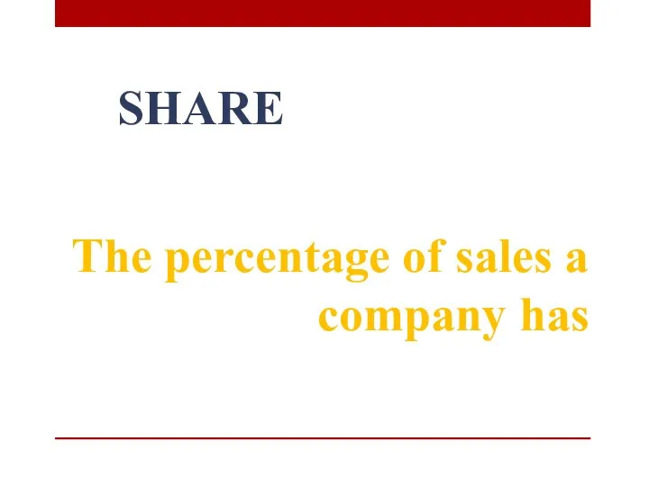 SHARE The percentage of sales a company has