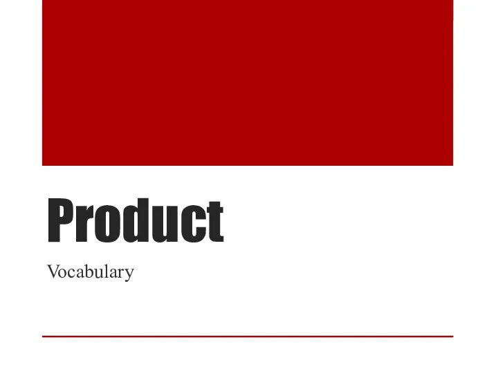 Product Vocabulary