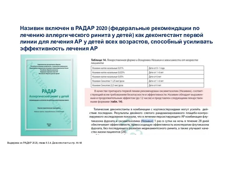 Выдержка из РАДАР 2020, глава 9.3.4. Деконгестанты стр. 55-58 Називин включен в