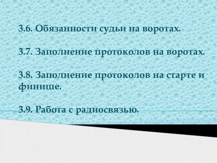 3.6. Обязанности судьи на воротах. 3.7. Заполнение протоколов на воротах. 3.8. Заполнение