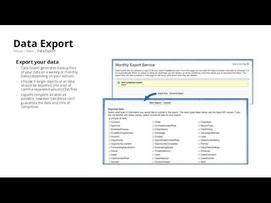 Data Export Setup | Data | Data Export Export your data Data