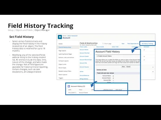 Field History Tracking Setup | Objects and Fields | Object Manager Set