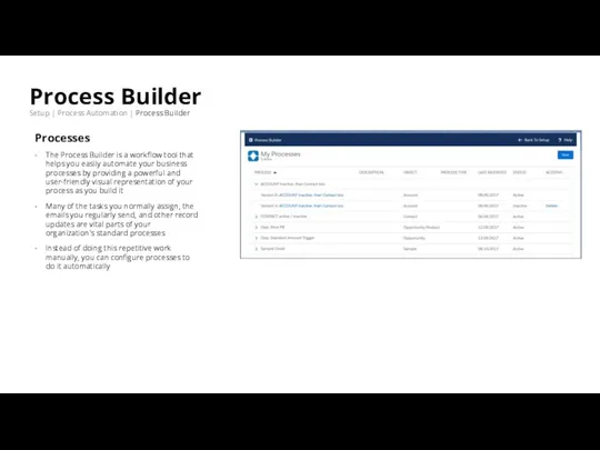 Process Builder Setup | Process Automation | Process Builder Processes The Process