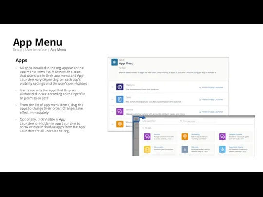 App Menu Setup | User Interface | App Menu Apps All apps
