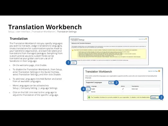 Translation Workbench Setup | User Interface | Translation Workbench | Translation Settings