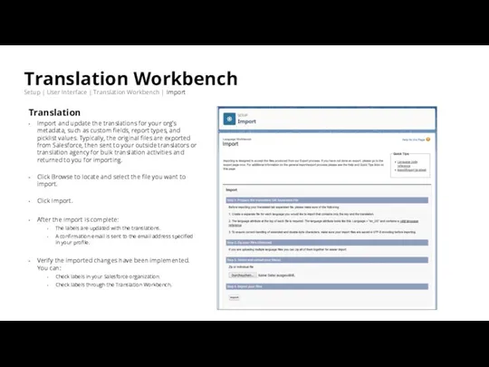Translation Workbench Setup | User Interface | Translation Workbench | Import Translation