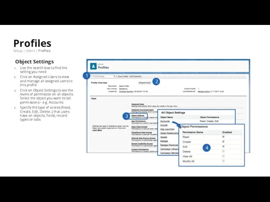 Profiles Setup | Users | Profiles Object Settings Use the search box