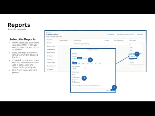 Reports Subscribe to reports Subscribe Reports On the report tab, click on