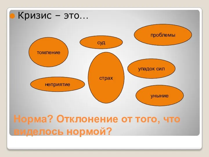 Норма? Отклонение от того, что виделось нормой? Кризис – это… томление суд