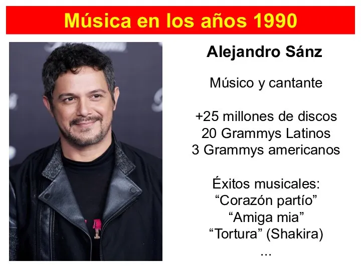 Alejandro Sánz Música en los años 1990 Músico y cantante +25 millones