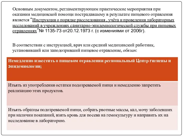 Основным документом, регламентирующим практические мероприятия при оказании медицинской помощи пострадавшему в результате