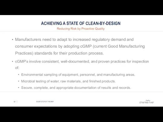 ACHIEVING A STATE OF CLEAN-BY-DESIGN Reducing Risk by Proactive Quality EVERY STEP