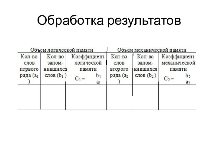 Обработка результатов