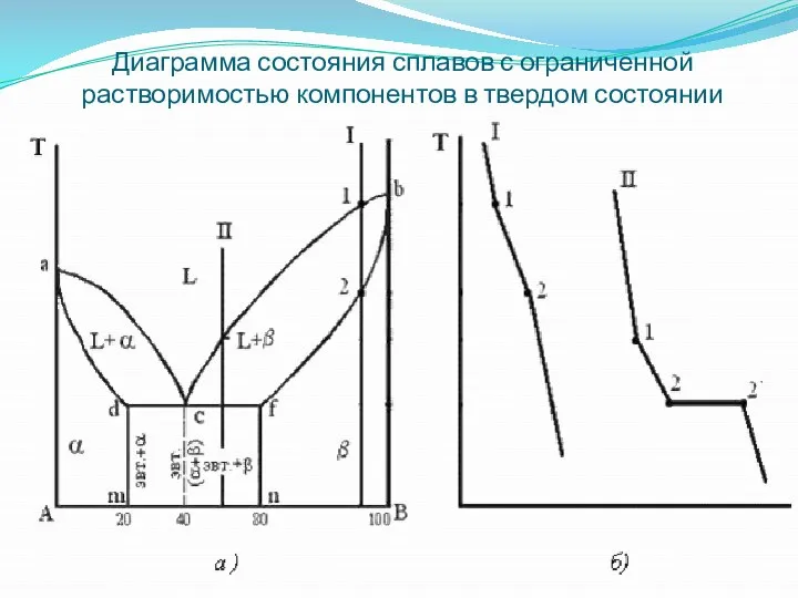 Диаграмма состояния сплавов с ограниченной растворимостью компонентов в твердом состоянии